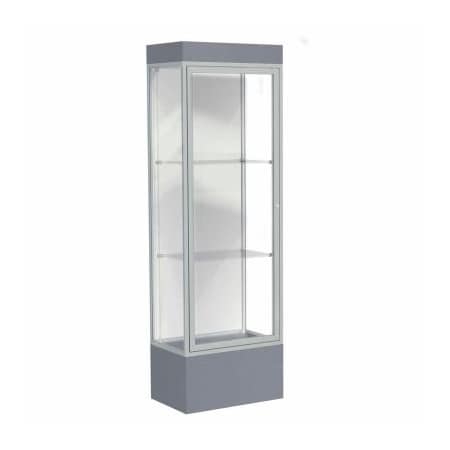 Waddell Display Case Of Ghent Edge Lighted Floor Case, White Back, Satin Frame, 12" Carbon Mesh Base, 24"W x 76"H x 20"D 93LFWH-SN-CM